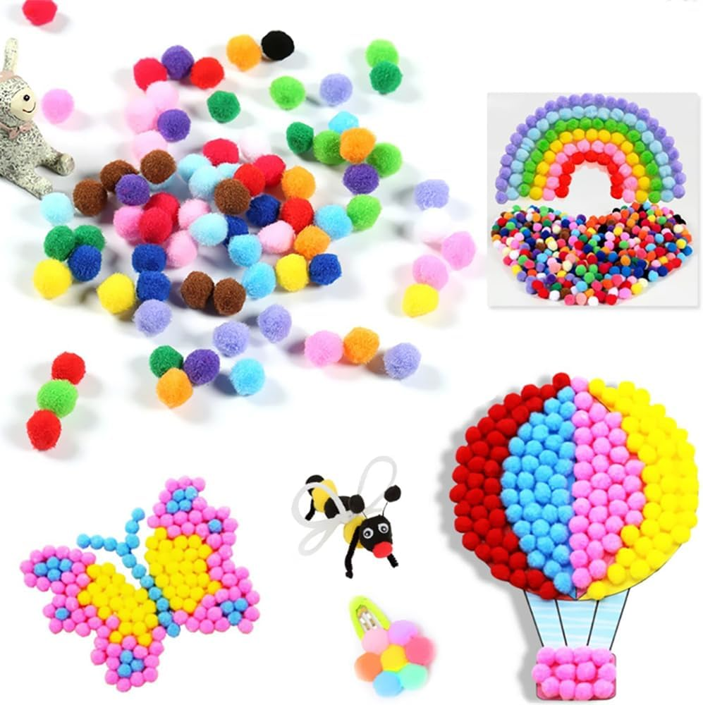 JOWILIN Pom Poms Balls for Crafts, 2000 Pcs 1.5Cm Multicolor Fuzzy Pom Poms Balls, Arts and Crafts Pompoms, Cotton Balls for Kids Crafts, Creative Crafts, Decorations, DIY Art image number 6