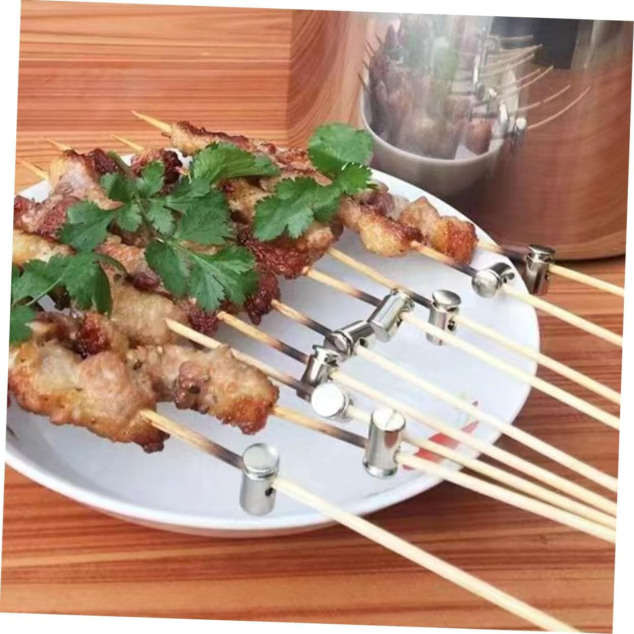 10Pcs Multi-Function Metal Buckles for BBQ Skewers Anti-Slip Clips Small Lightweight Grill Tool Accessories for Secure Outdoor Cooking image number 1