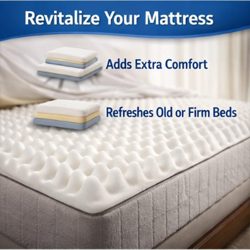 Tontine Comfortech Full Body Support Convoluted Foam Underlay, Double &ndash; Relieves Pressure Points and Supports Muscles &ndash; Ultrafresh Treated for Lasting Freshness &ndash; 2-Year Guarantee image number 1