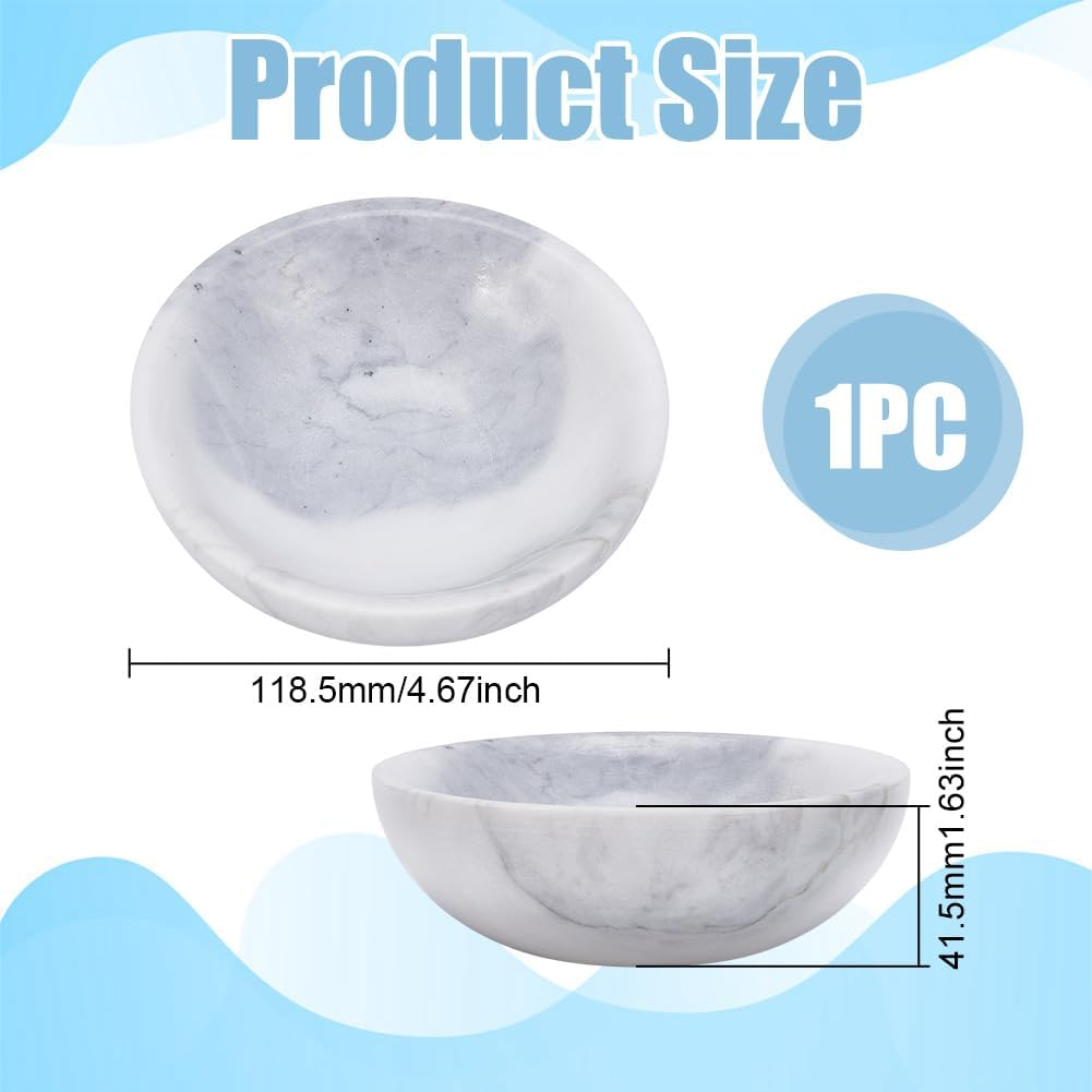 UNICRAFTALE Natural Travertine Marble Jewelry Snack Dried Tray Box with 4Pcs Glue round Loop Trinket Dish for Ring Earring Kitchen Dining & Bar Diameter 4.7 Inch image number 4