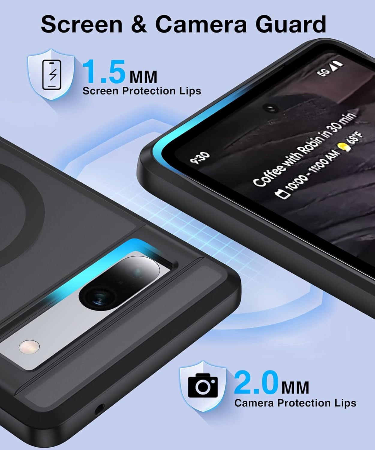 FNDMIL Case for Google Pixel 7A with Magsafe [NO.1 Magnetic] [Anti-Fingerprint] [Military Protection Shockproof] Translucent Matt Hard Back Pixel 7A 5G Mobile Phone Case Thin Case, Black image number 2