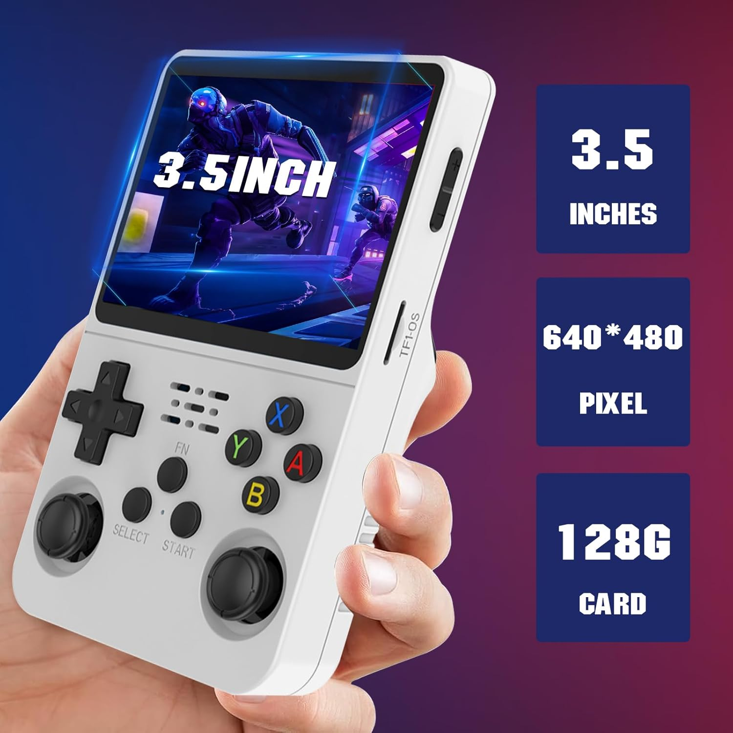 R36S 3.5 Inch Retro Gaming Console, 21000+ Games Retro Handheld Game Console, Video Game Console with Dual Stylem Linux/Garlic Supports & Dual 3D Joysticks 128G (White) image number 6