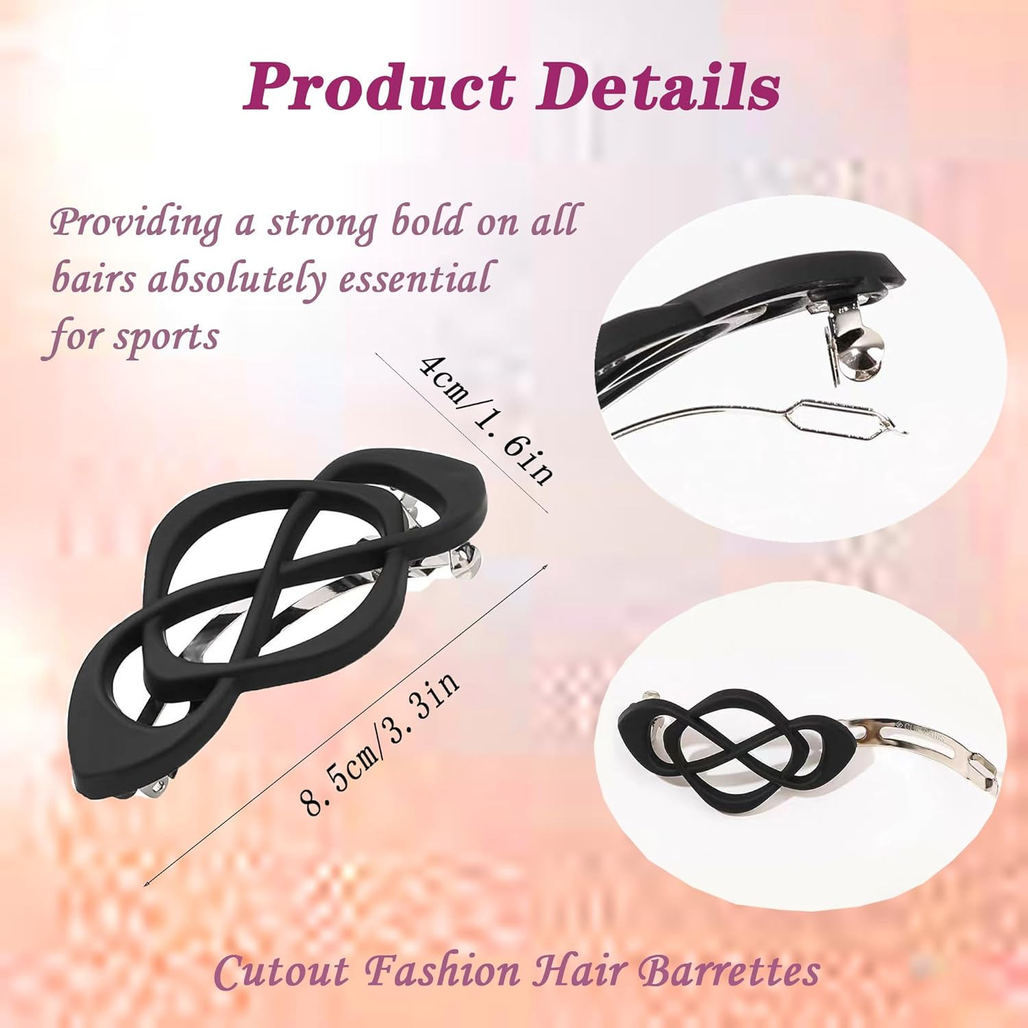 French Hair Barrettes for Women - 4 Pack Vintage Snap Hair Clips for Thick Hair, Elegant Retro Hair Accessories with Classic Design, Secure Hold Hair Clips for Women & Girls(Simple & Stylish) - Colora image number 4