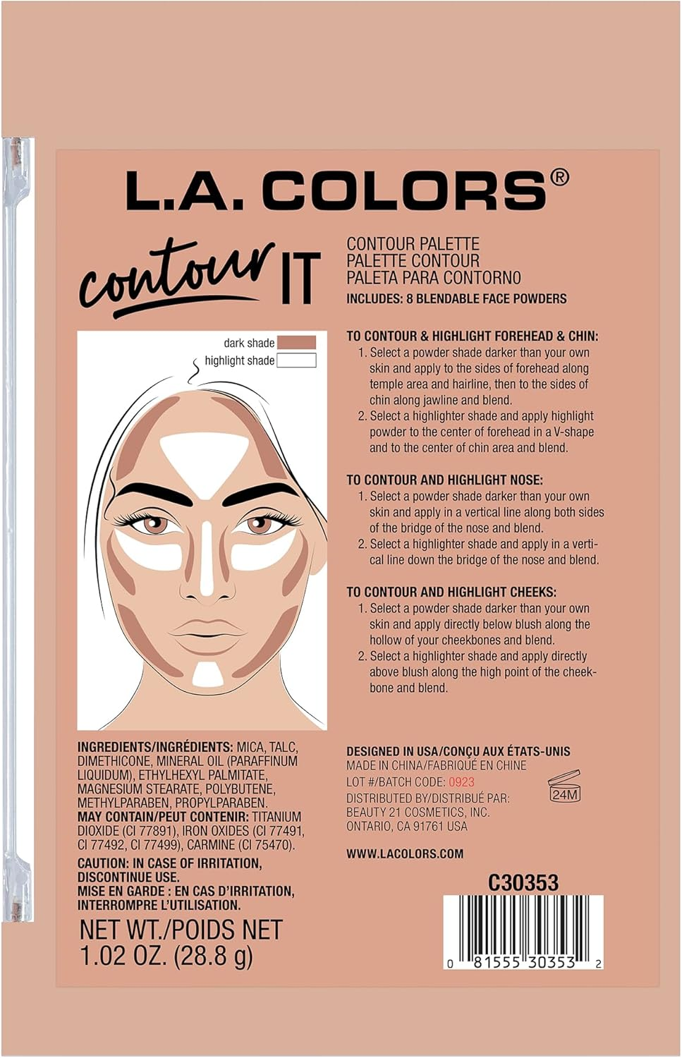 L. A. COLORS I Heart Makeup Contour Palette - Medium to Deep
