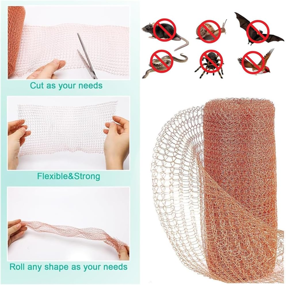 Granmagazz Copper Mesh Control, 10Mx12.7 Cm Copper Meshrodent Mesh and Mice Deterrent for Rat Proofing, Pure Copper Mesh Roll Knit Copper Mesh, Copper Mesh Slug Repellent in Garden & Outdoors image number 4