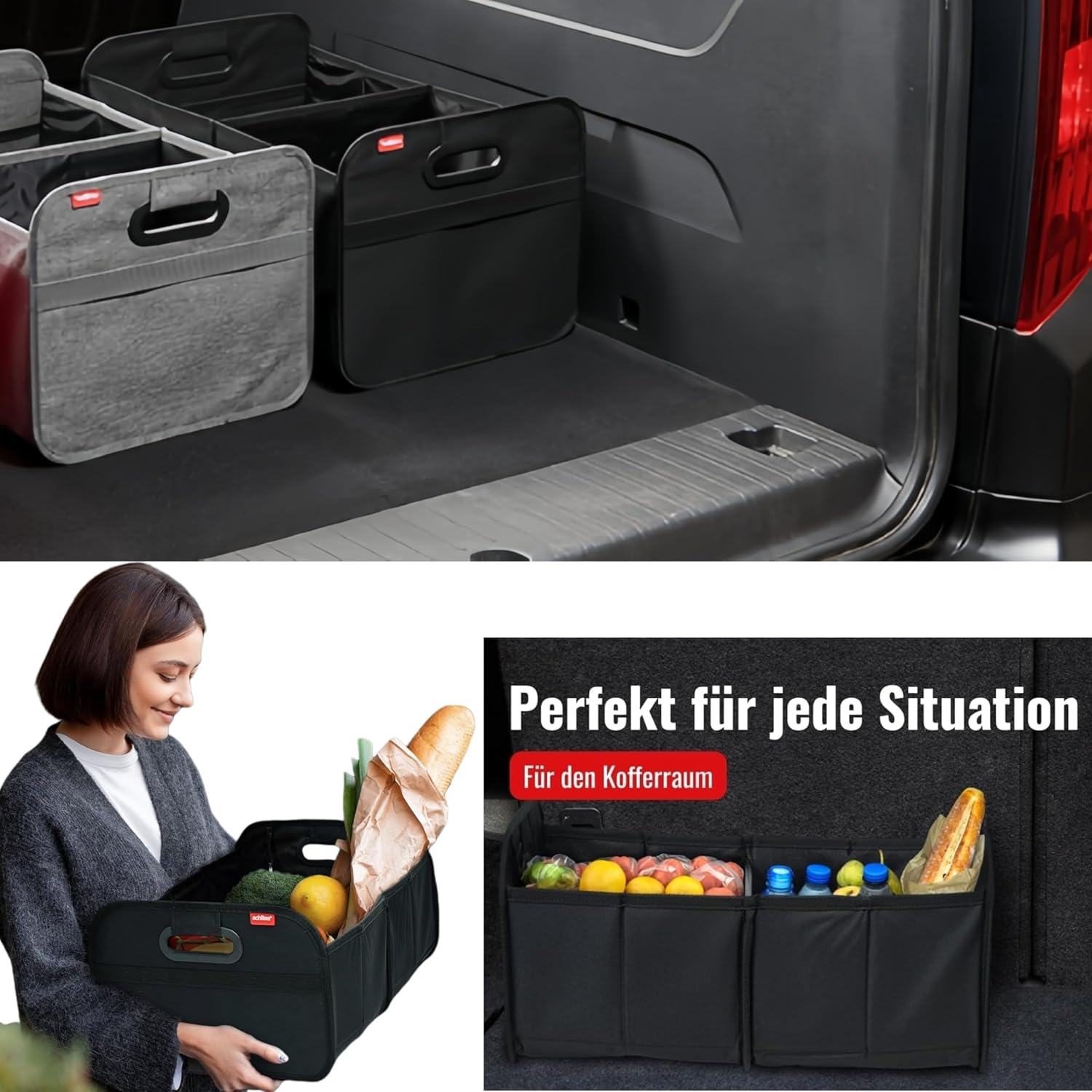 H&C&X 2025Trunk Organizer for Car, Portable Car Boot Tidy Foldable Waterproof Auto Storage Bag Cargo Trunk Groceries Organizer, Auto Accessories Universal for Suv/Truck/Van/Sedan (Black) image number 6