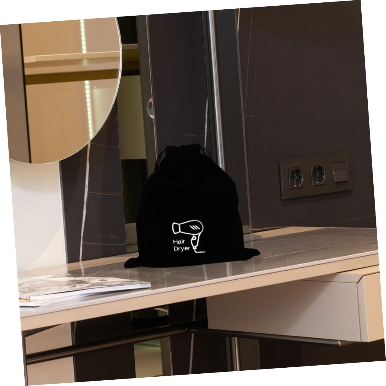 TOVINANNA 4Pcs Drawstring Hair Dryer Bag Velvet Travel Pouch for Hair Tools Organize Your Styling Accessories Ease for Home Travel image number 4