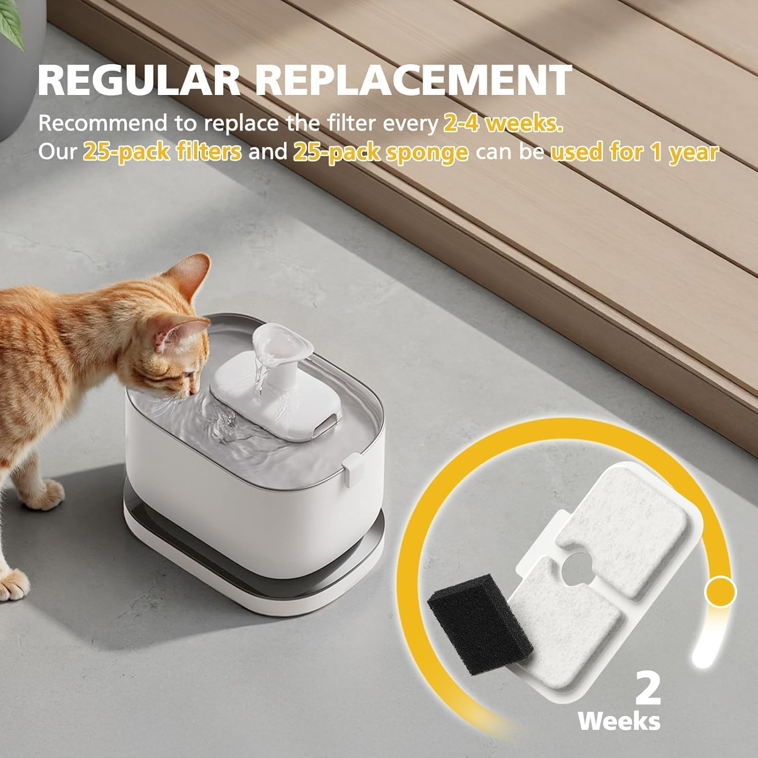 Cat Fountain Filter, Pack of 16 Water Fountain Filters for Dockstream Drinking Fountain for Cat PLWF105/PLWF115/PLWF005, Replacement Filter for Drinking Fountains, 16 Pieces Carbon Filters and 16 image number 2