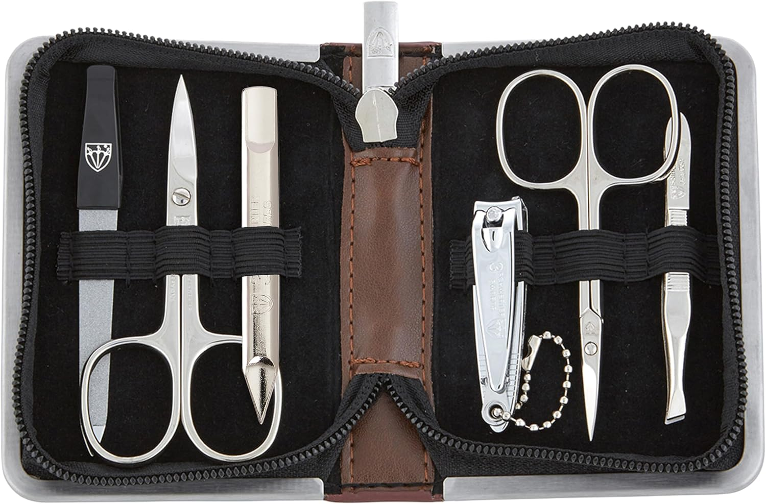 3 Swords Germany - Brand Quality 6 Piece Manicure Pedicure Kit Set for Professional Finger & Toe Nail Care with Synthetic Leather Case - Made in Germany - Colored