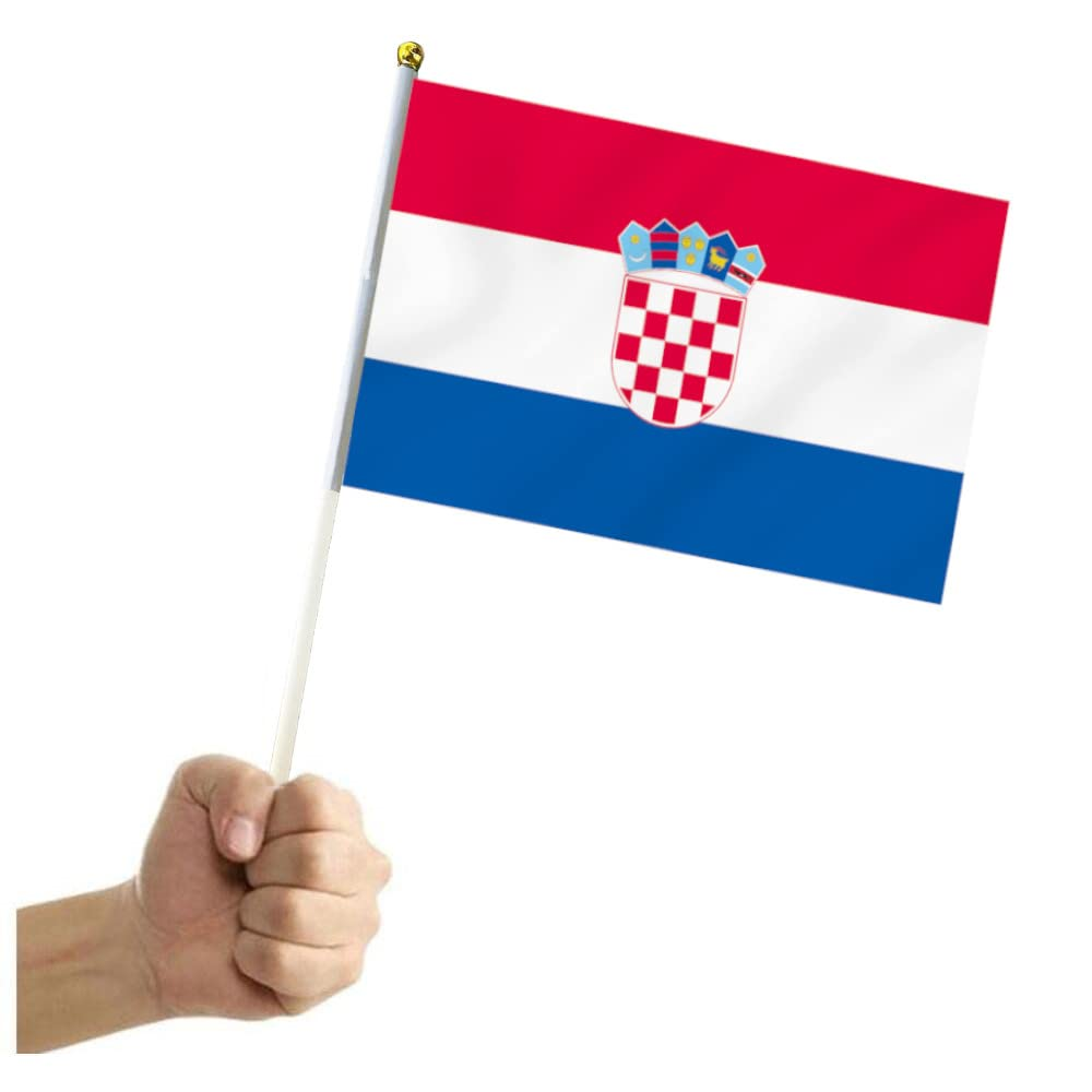 10 PCS Handheld Croatia Flag,8.5&times;5.5 Inch Hand Held Mini Croatian Flags Banner for Indoor Outdoor Parade Waving the Tlag and Shouting image number 1