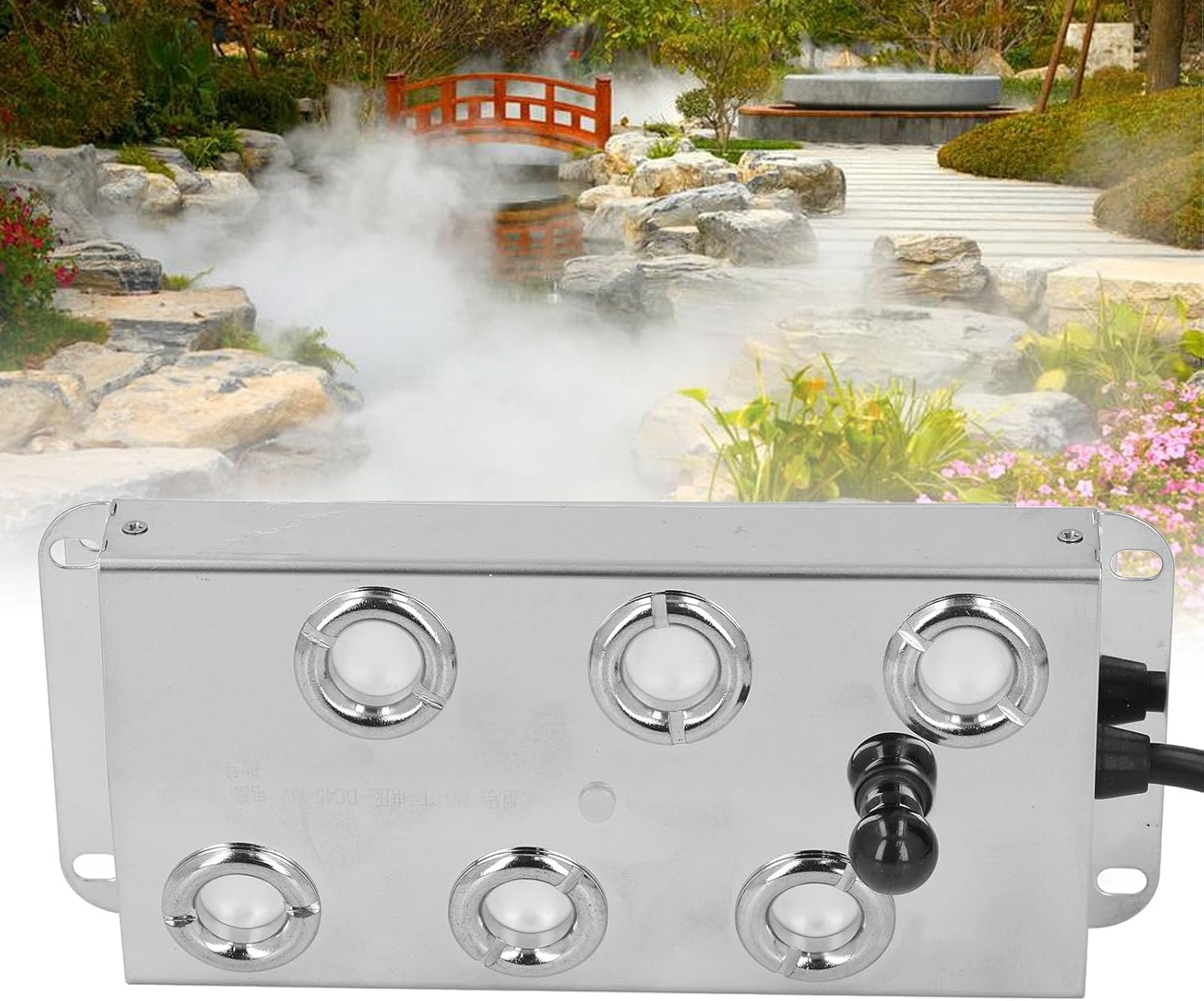Ultrasonic Water Pond Fountain Fogger, Ultrasonic Mist Maker Fogger Water Fountain Pond Fog Machine, Stainless Steel 6 Heads Halloween Party Mist Maker, for Landscape Garden Decor