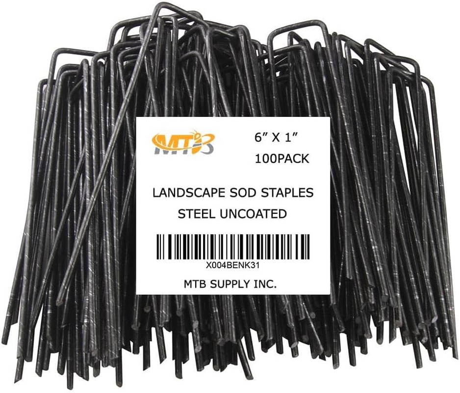 MTB Garden 200 Pack 10X1 Inch 11Ga(0.12Inch) Landscape Staples Garden Stakes Fence Netting Pins Ground Spikes Sod Cover Fabric Pegs Carbon Steel Black image number 3