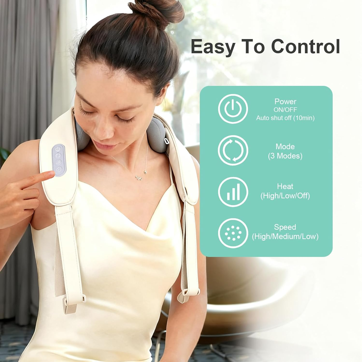 Neck Back Massager with Heat, Cordless Neck Massager Pain Relief, Deep Tissue Shiatsu Kneading Electric Massager, Massage Pillow for Shoulder, Leg, Body Muscle, Use at Car Home Office, Ideal Gifts image number 6