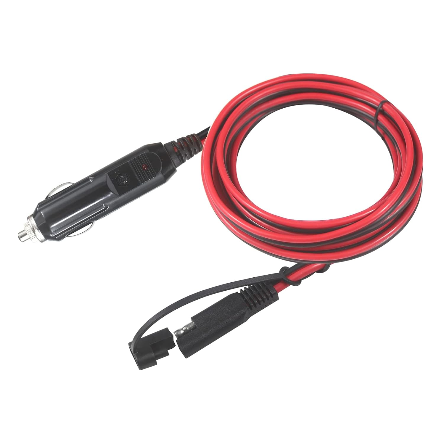 12V Car Cigarette Lighter to Quick Disconnector SAE 2 Pin Plug 12Volt 15A Cigar Lighter Plug Release Adapter with Led Indicator 5FT Extension Charging Cable 16AWG Wire image number 1