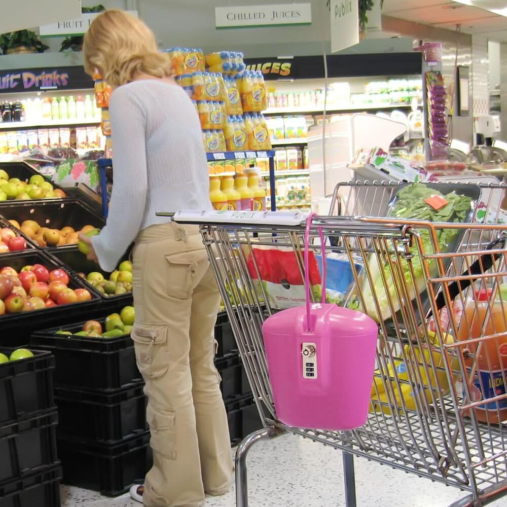 SAFEGO Portable Indoor/Outdoor Lock Box Safe with Key and Combination Access (Pink) - Pink image number 3