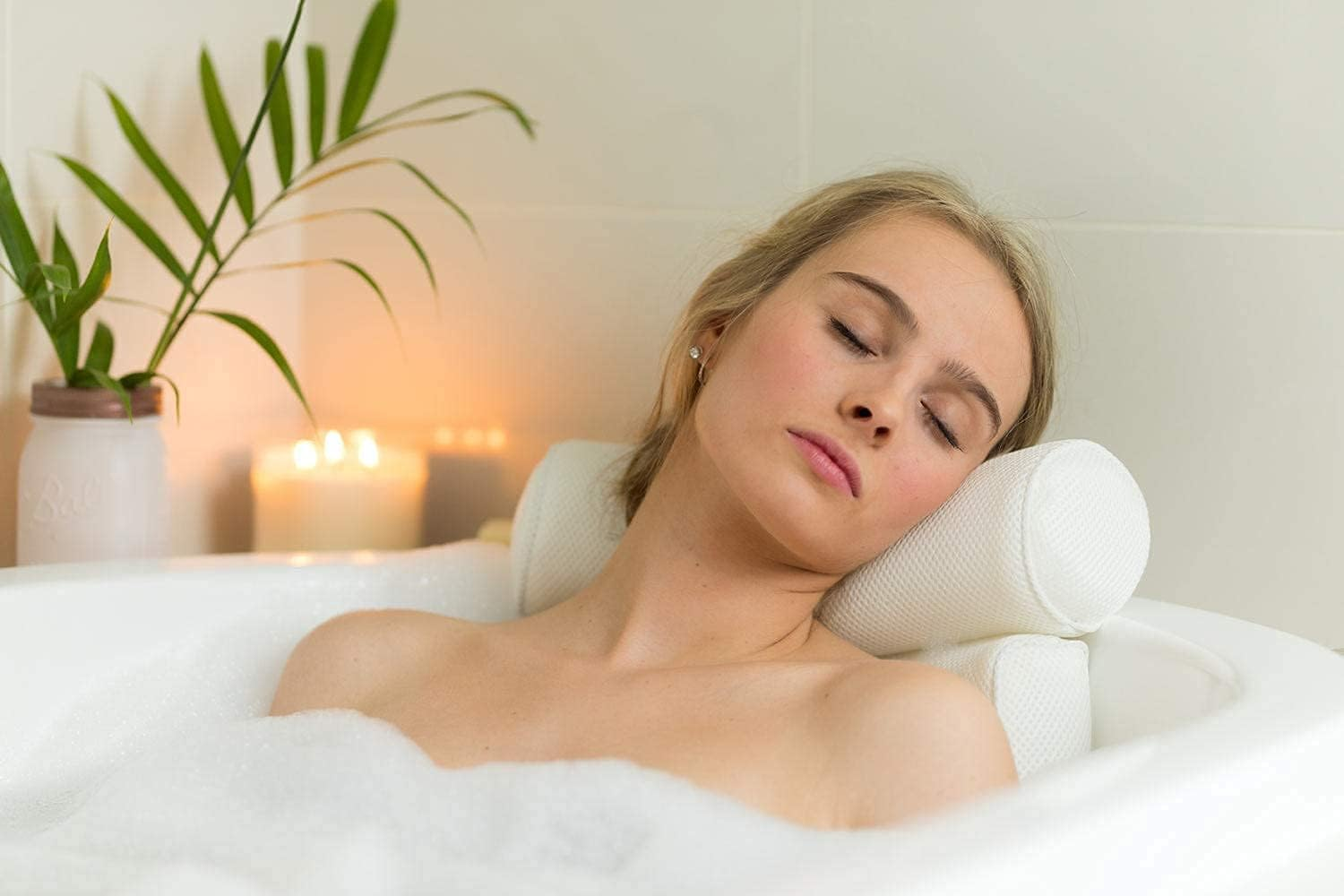 Yoohoo-Au Comfort 3D Mesh Spa Bath Pillow Home Massage Neck & Shoulders Supports Cushions