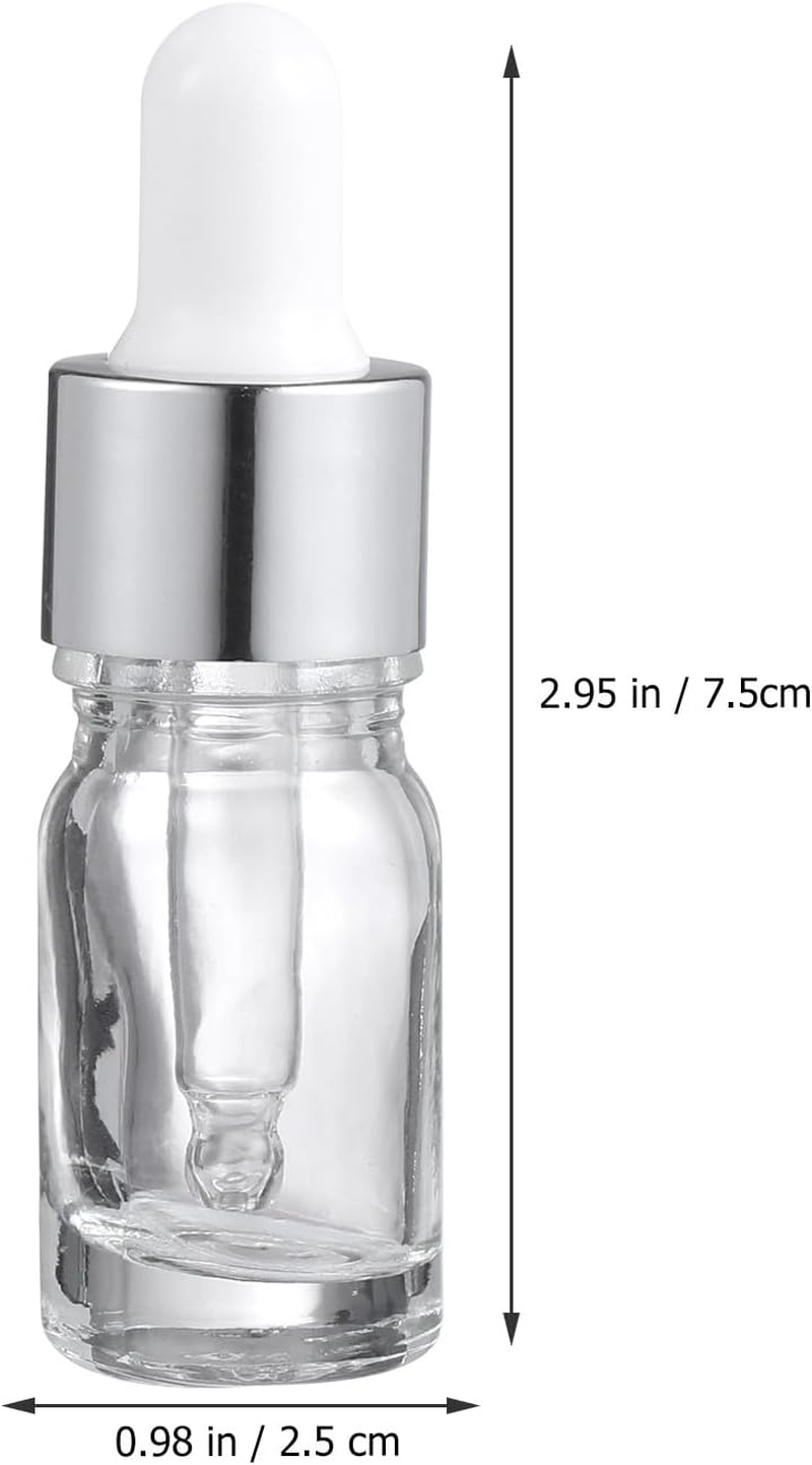 TEHAUX 15Pcs 5Ml Glass Dropper Bottles with Bright Silver and White Silicone Bulb, Essential Oil Containers for Aromatherapy and Cosmetic Liquid Storage image number 6