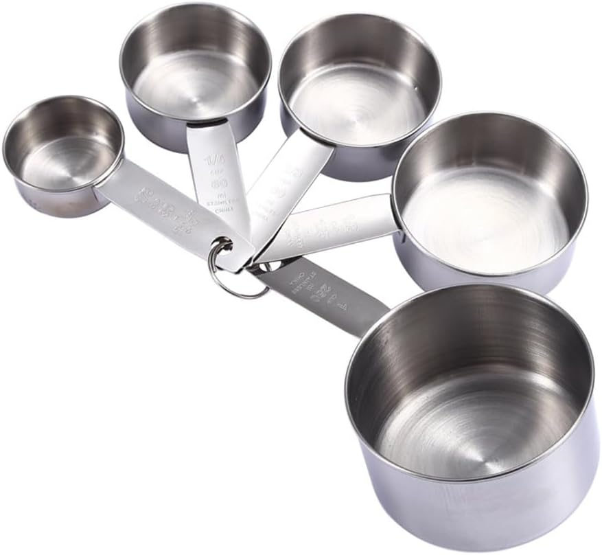 5 Pcs Stainless Steel Measuring Cups and Spoons Set Kitchen Baking Gadget Tools image number 4