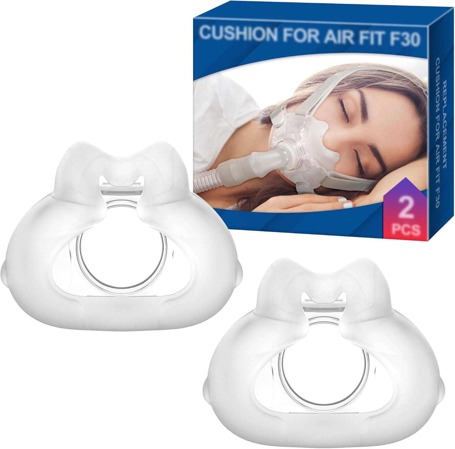 2 Packs Replacement Mask (S) for Airfit F30, Size Range Less than 33.98MM, Reliable Seal & Comfortable Fit, Compatible with Original Frame, Durable Replacement Supplies by Airsmart (S)