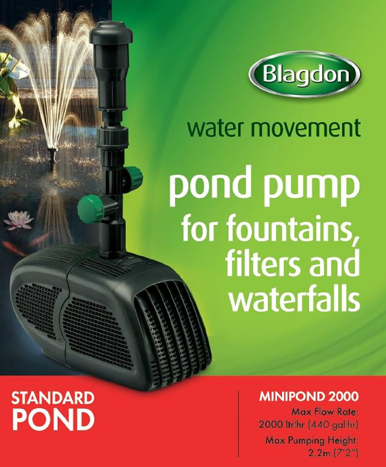 Blagdon Minipond Pump 2000 (Pond Pump to Run a Fountain/Feature, Filter and Waterfall (50 Cm High) in a Pond with the Maximum Volume of 1722 L) image number 5