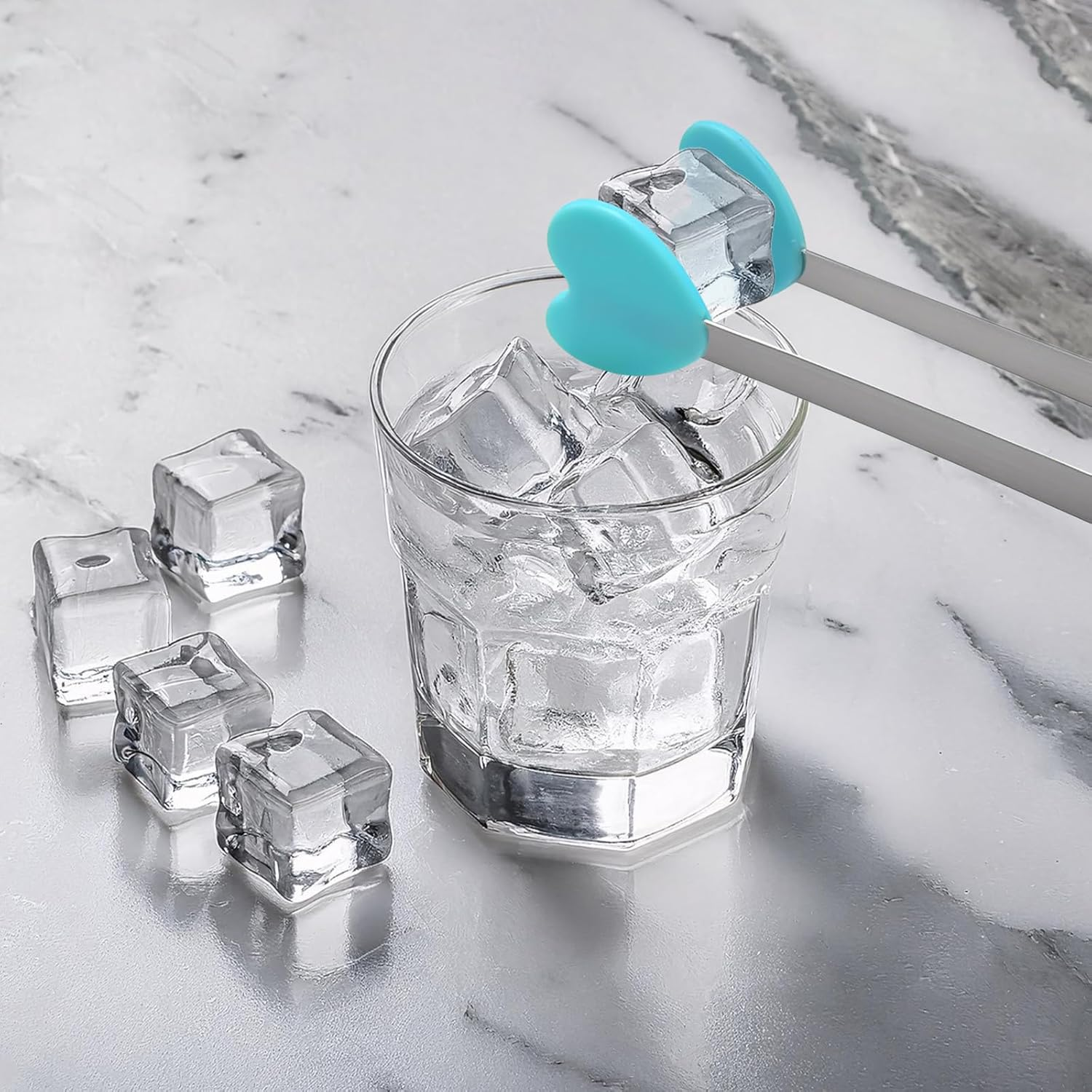 Little Serving Tongs, 4 PCS Heart Shape Kitchen Small Tongs for Ice Cube, Fruits, Sugar, Barbecue, Kitchen Gadgets (12.5Cm/4.92In) image number 6