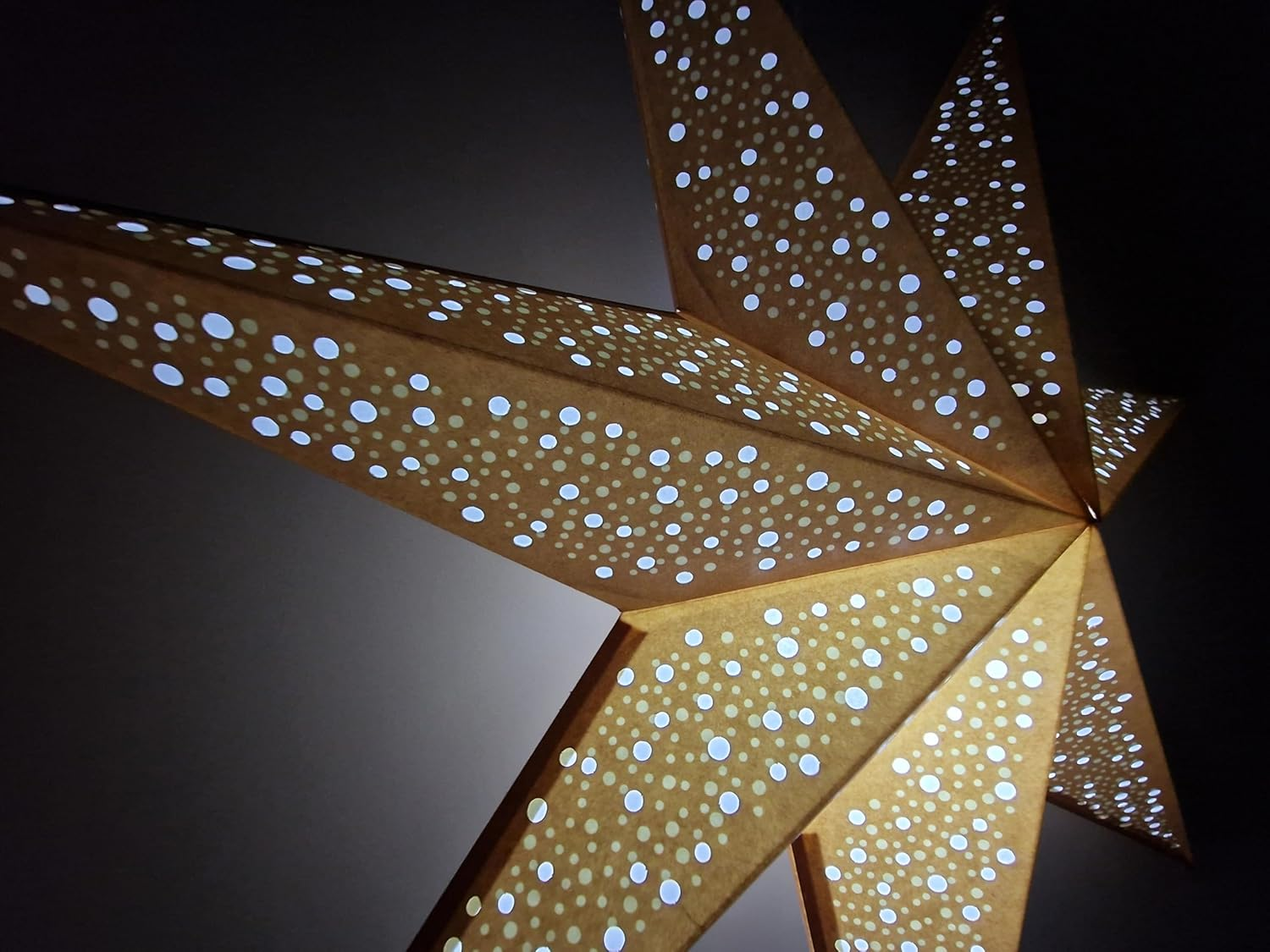 YEPSIO Lantern Lampshade Paper Star Light Shades Large 60Cm Hanging Decorations for Christmas Wedding Home Decoration Birthday Party Foldable 7 Pointed Star (Golden) image number 2