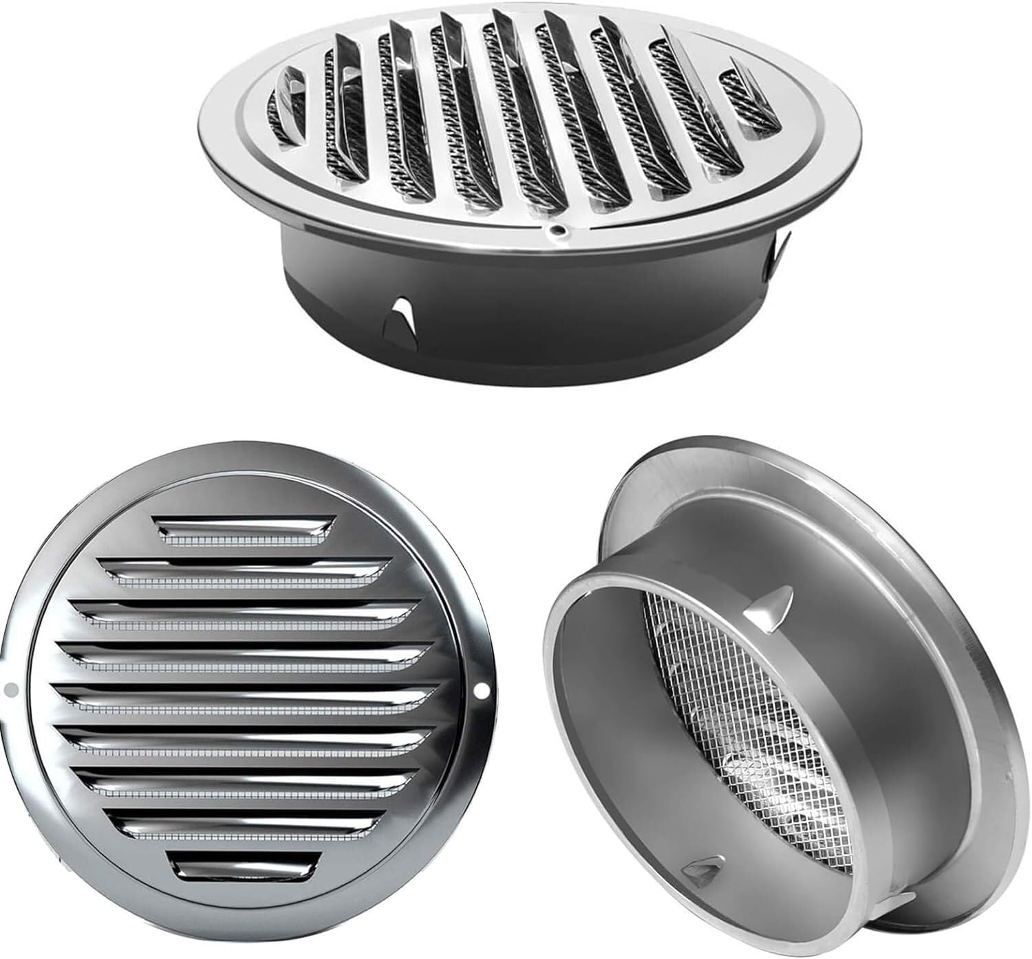 Vent Soffit Vents Exterior,Vent Cover, 45&deg; Cover Vent Hood Outdoor Flat Ducting Ventilation, with Screen Mesh, for Indoor Exhaust image number 4
