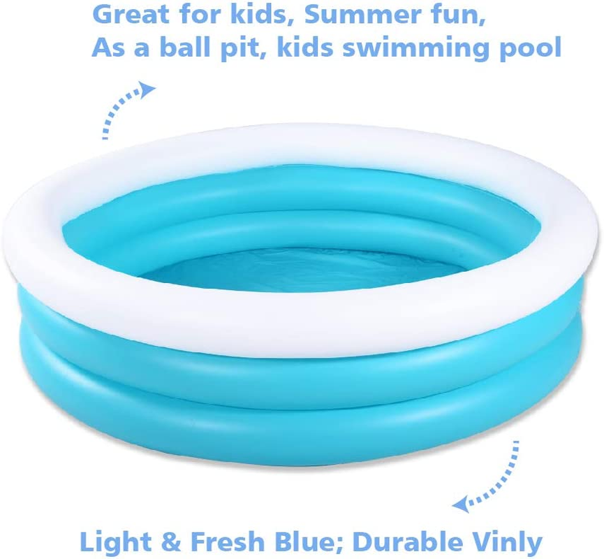 Inflatable Kiddie Pool, 60"X16" Thick Guardrail Swimming Pool for Kids, Blue & White Blow up Pool for Kids Indoor Party Games, Wading Pool for Outdoor Backyard image number 4