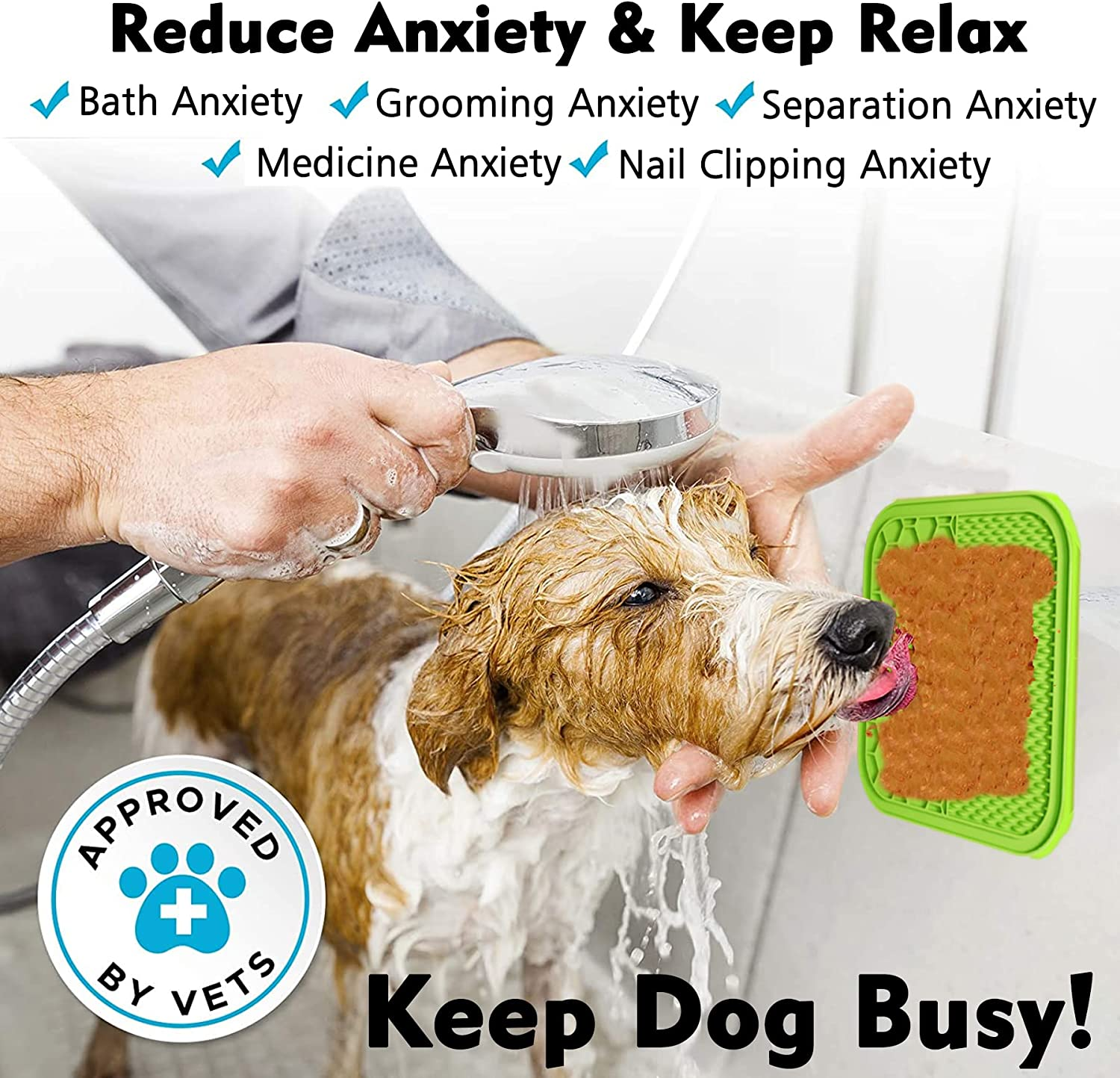 Dog Lick Mat, 3 Pcs Lick Mat for Dogs with Suction Cups for Anxiety, Peanut Butter Dog Licking Mat Slow Feeder Dispensing Treater Lick Pad for Dogs Cats Bathing Grooming image number 4