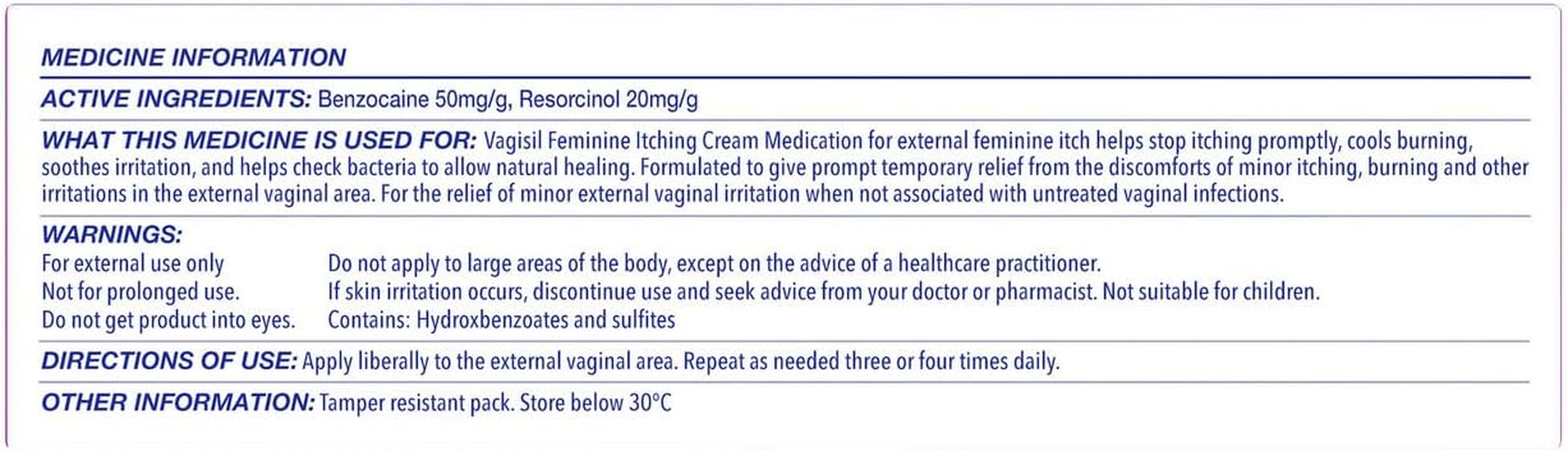 Vagisil Feminine Itching Cream Medication 25 G image number 4
