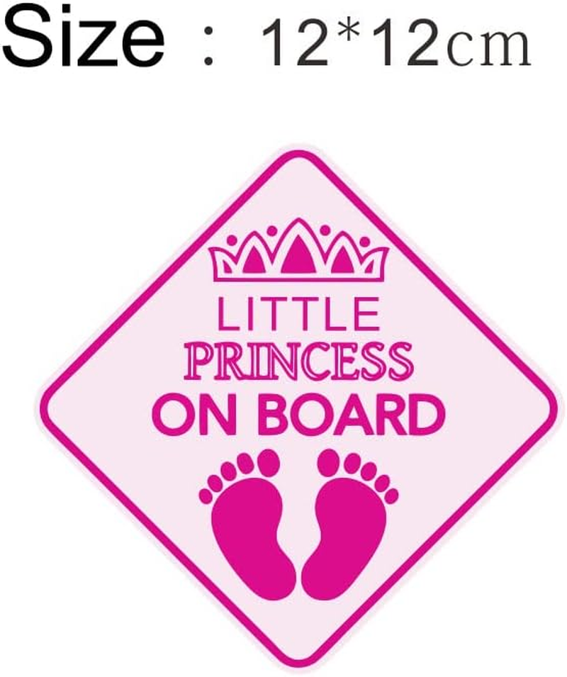 2 Pcs Princess on Board Stickers, Bright Pink Diamond Baby on Board Newborn Caution Car Bumper Decal Baby Safety Car Sign Window Decorations for Cars Laptops Window Bumper image number 3