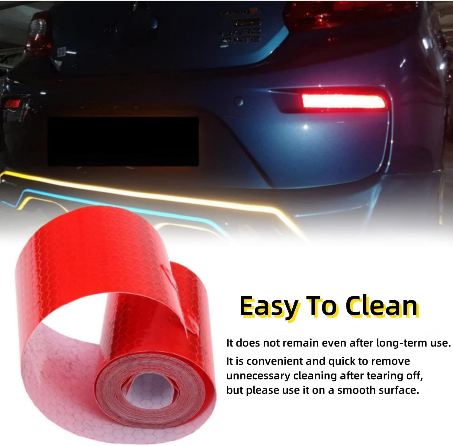 3 Colors Reflective Tapes, Outdoor Waterproof Reflector Night Safety Warning Tapes Stickers Silver, Red, Yellow Reflective Tape for Car Bicycles Clothing Trailer (5CM X 3M) image number 4