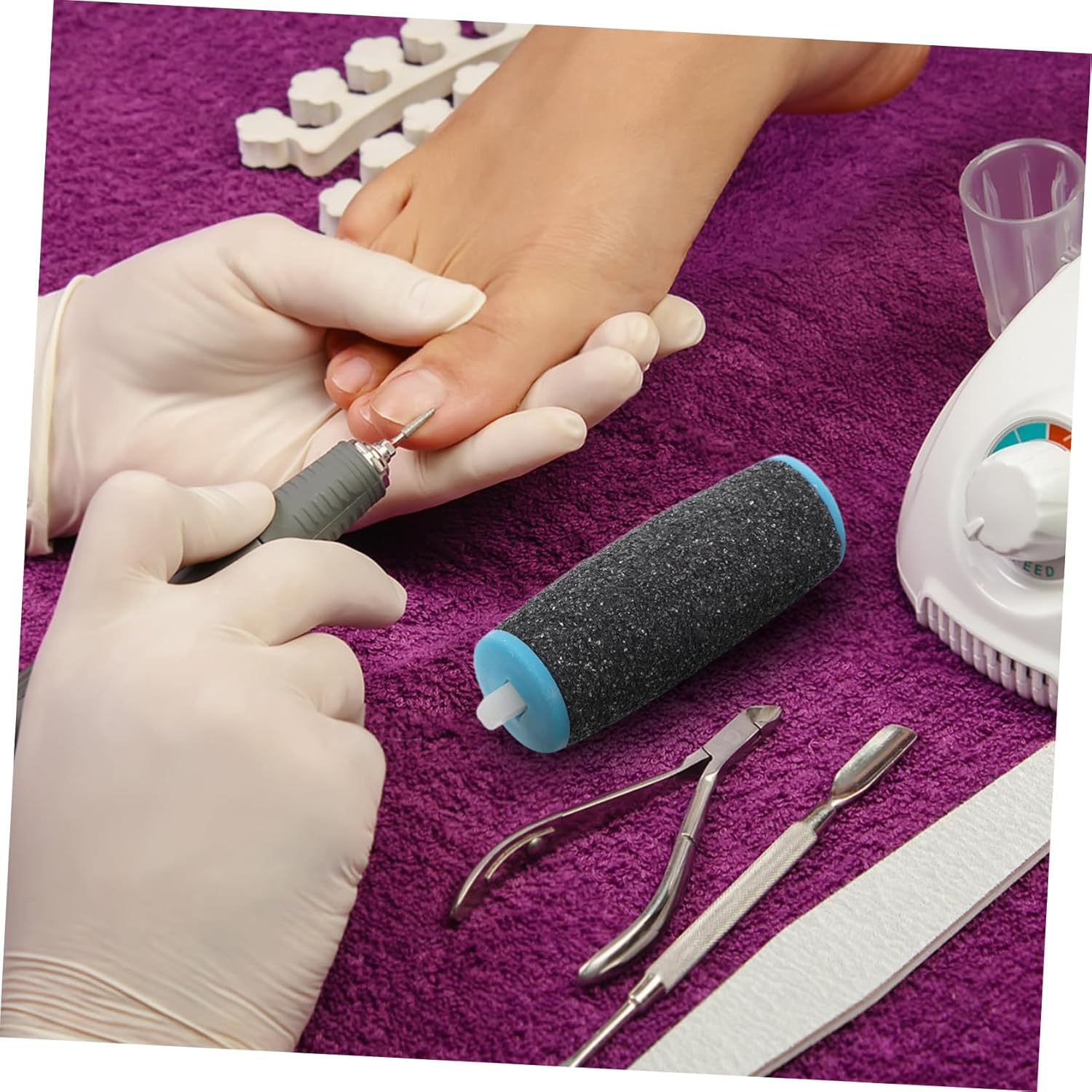 KOMBIUDA 10Pcs Electric Foot File Roller Head Refill for Pedicure Callus Remover Foot Loofah Pumice image number 4