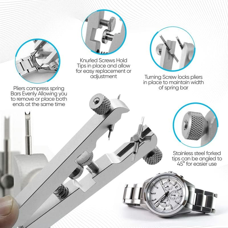 W&S Spring Bar Plier Tool - to Remove and Replace Watch Spring Bar Pins, Watch Straps and Watch Bands image number 3