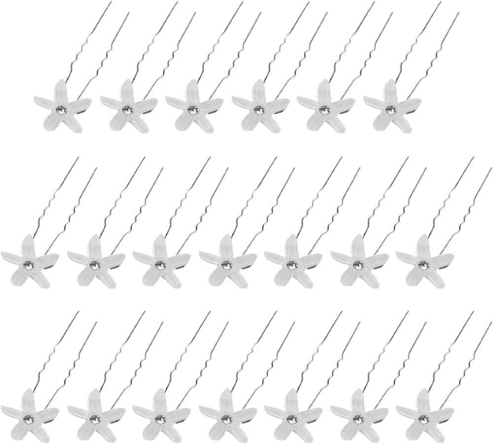 KINDOYO Bridal Wedding Hair Pins - U Shaped Hair Pins Pearl Hair Pins Rhinestone Hair Bun Pins Flower Hair Clip Hair Accessories for Women Girl - Style B(20PCS)