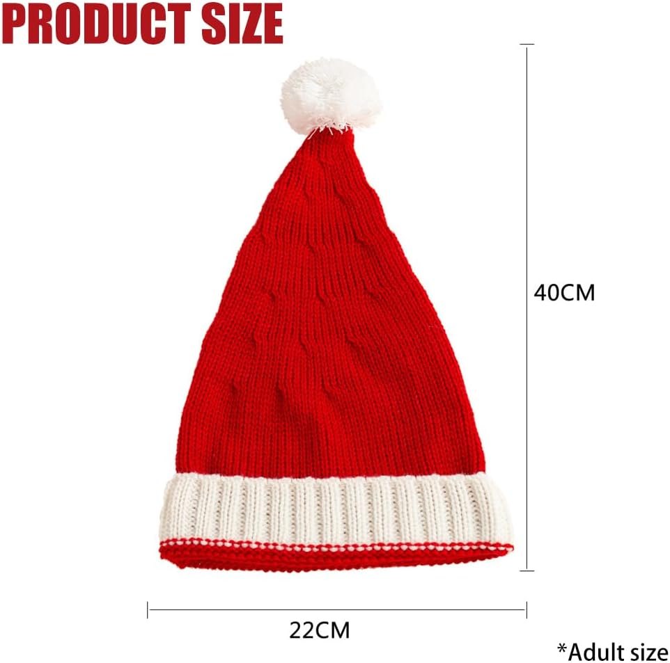 Kiwinvou Christmas Hat, Santa Hat, Parent-Child Knitted Xmas Holiday Hat Warm Soft for Adults Kids