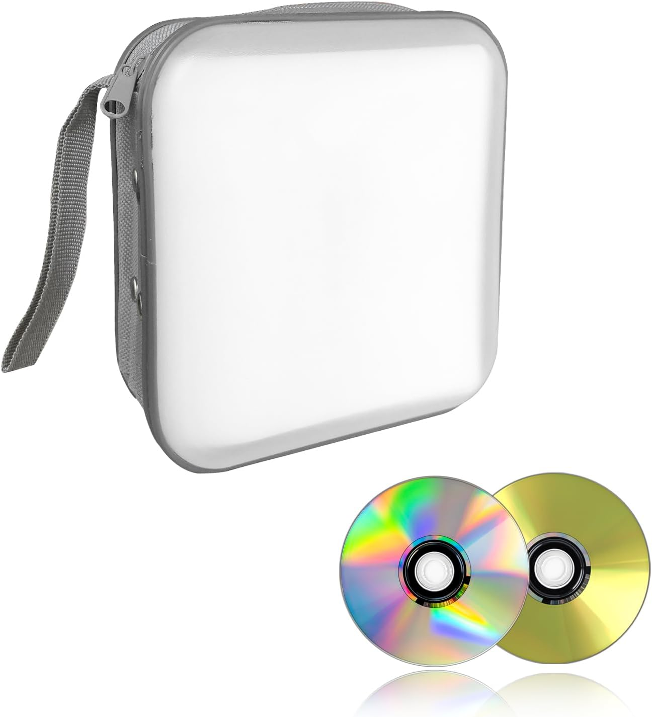 Augeny 48 Capacity CD Case, Portable DVD Hard Plastic Case Holder, Wallet Disc Storage Binder for Car, Home, Travel, Carrying Organizer, Universal Protective DVD Storage Zipper Box (Light Purple) image number 1