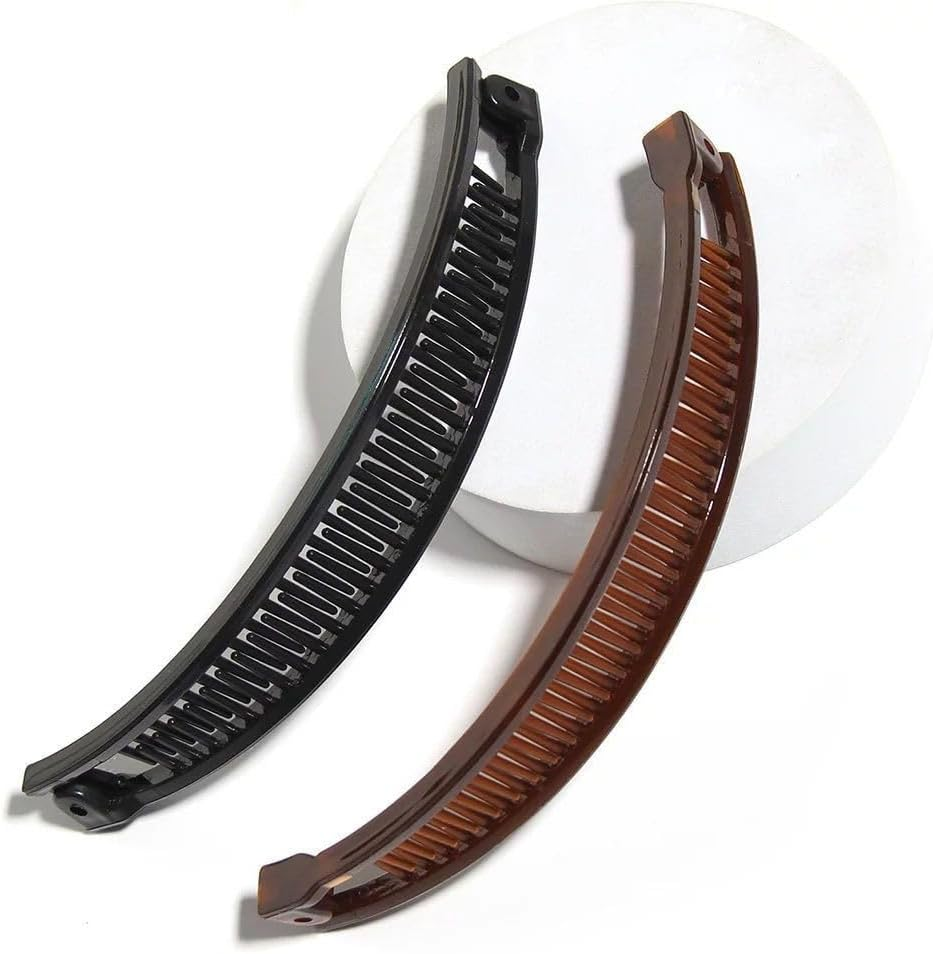 Bkemkri Pack of 4 Banana Clips, Vintage Fishtail Hair Clips, Fish Tail Hair Accessories, French Banana Clip Combs, Ponytail Holder, for Women and Girls, Thick Curly Hair image number 2