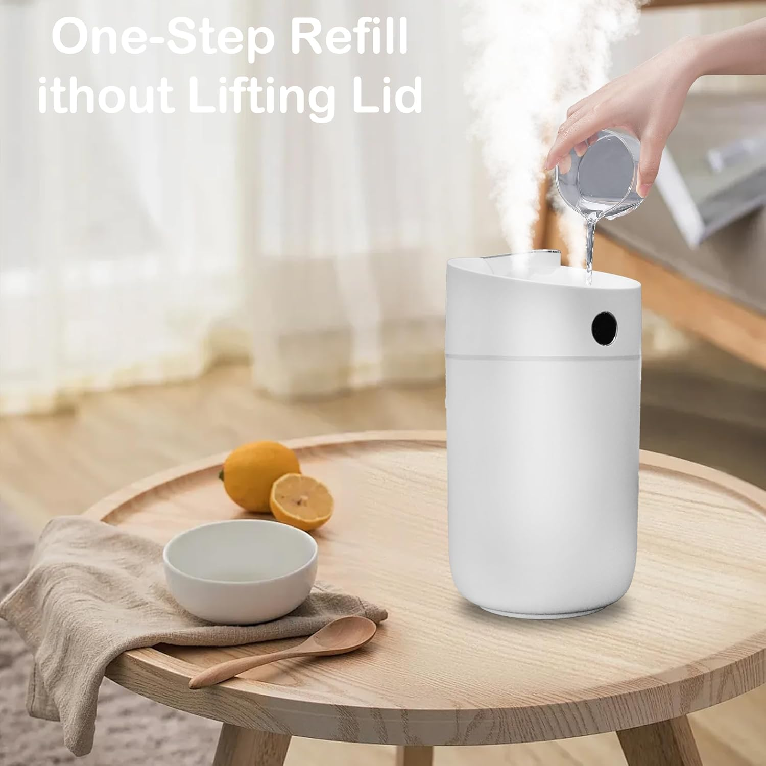 Humidifier, Air Humidifier for Bedroom 3L Large Capacity,Seven-Color Breathing Lamp,Double-Hole Spray,Silent Humidification,Portable,Usb Power Supply,White