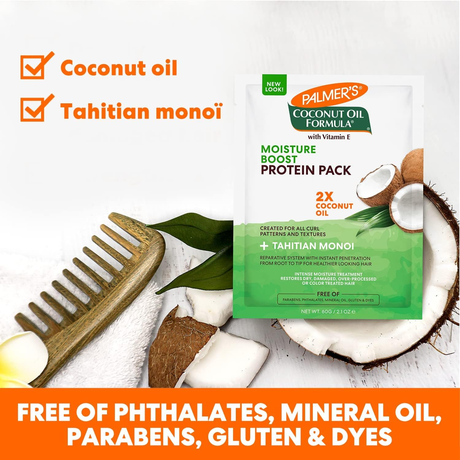 Palmer'S Palmers Coconut Oil Formula Deep Conditioning Protein Pack, 2.1 Oz (Pack of 4) image number 6