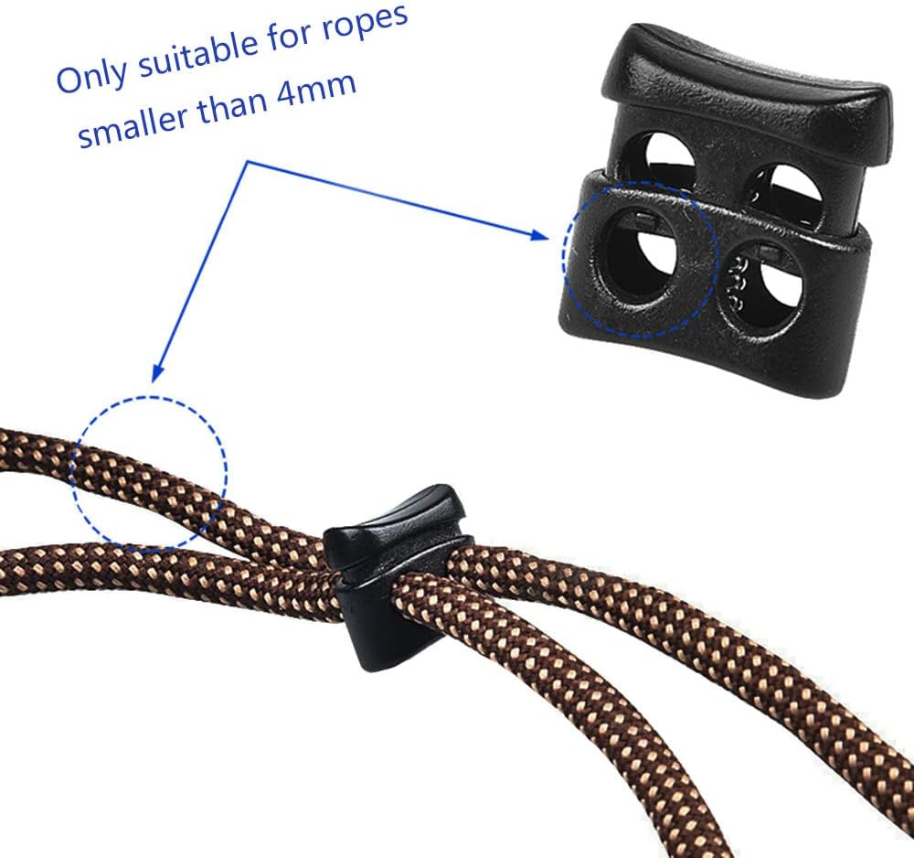 30 Pcs Plastic Cord Locks YIFARUBE 3 Styles End Spring Stop Toggle Stoppers for Paracord Shock Cord Drawstrings Lanyard DIY Crafting (Black)