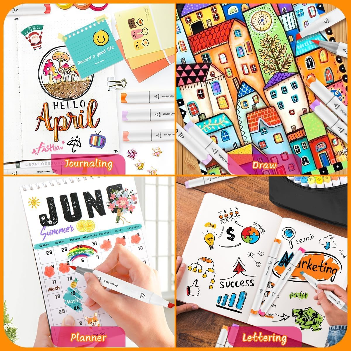 Aymxcls Art Markers Alcohol Based, 48-Color Double Tipped Coloring Drawing Illustrations, Artist Dual Tip Graphic Markers Crayon Markers for Coloring Drawing image number 5