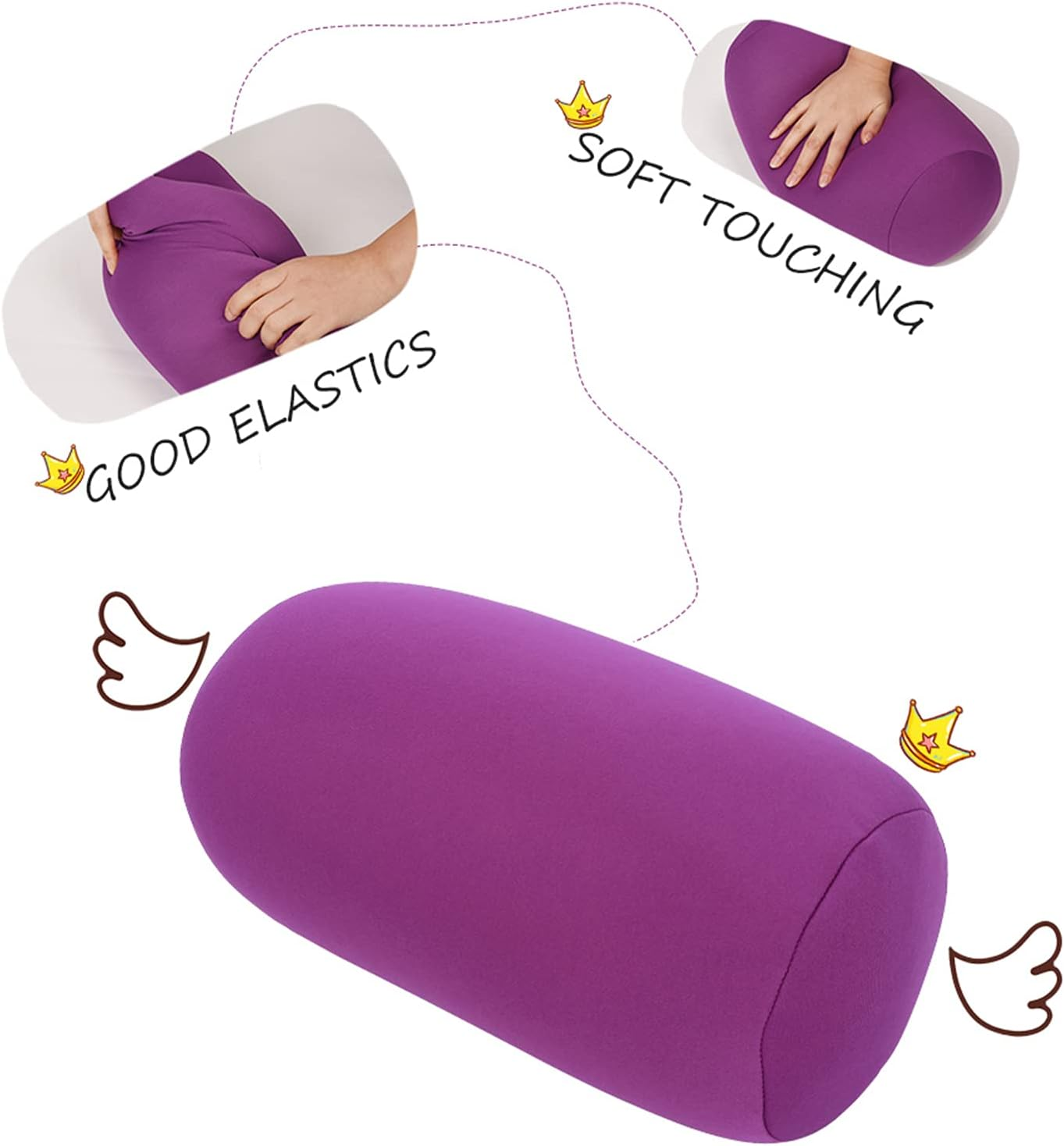 EVTSCAN Mini Microbead Tube Pillow, Comfortable Back Cushion Roll Throw Pillow Sleep Neck Support Cushion for Travel or in Home 6 Optional Colors(Purple) image number 3