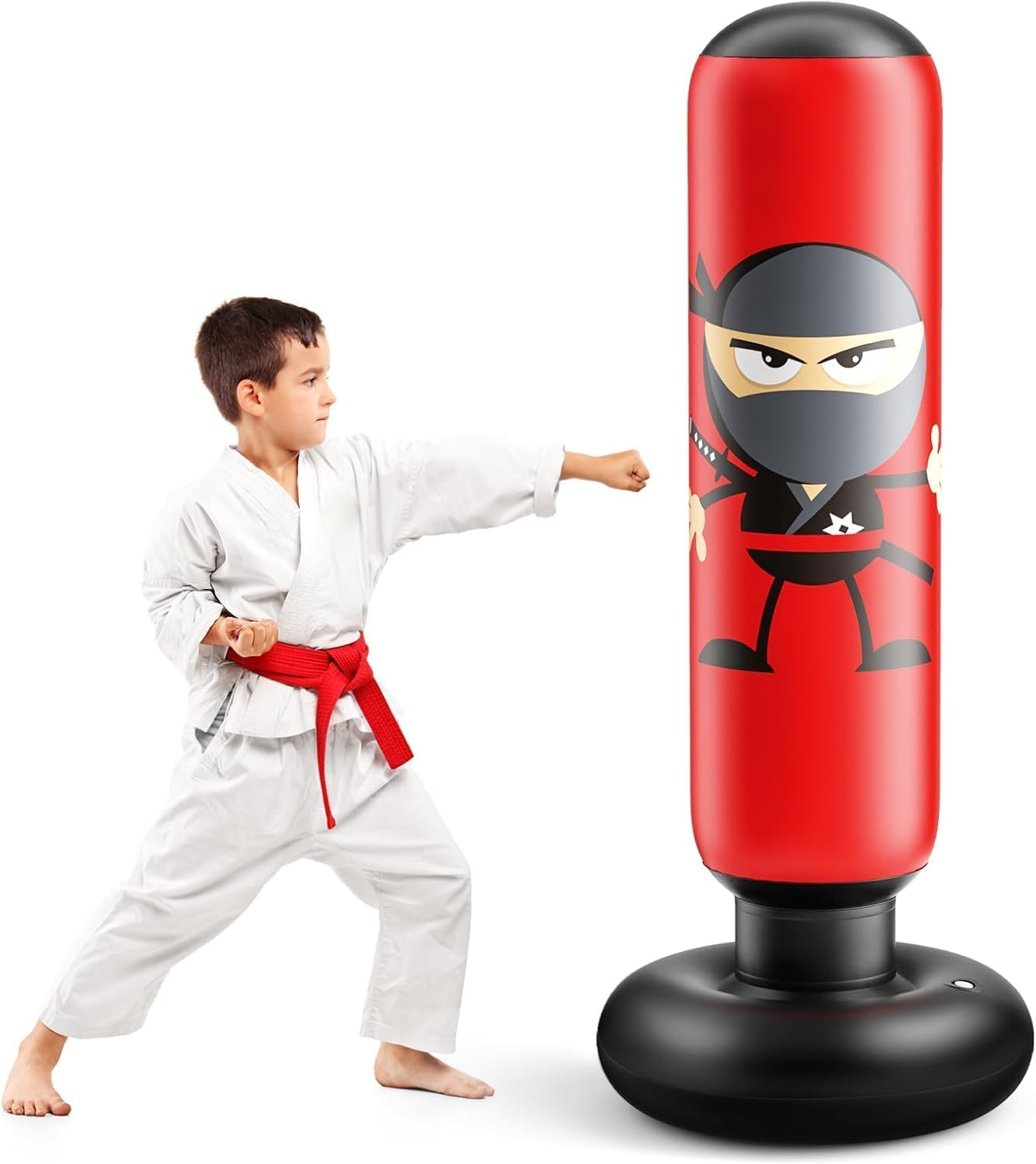 Inflatable Punching Bag,160Cm Inflatable Kids Punching Bag Karate Gifts for Boys and Girls, Boxing Bag for Immediate Bounce Back for Practicing Karate, Taekwondo, and to Relieve Pent up Energy image number 4