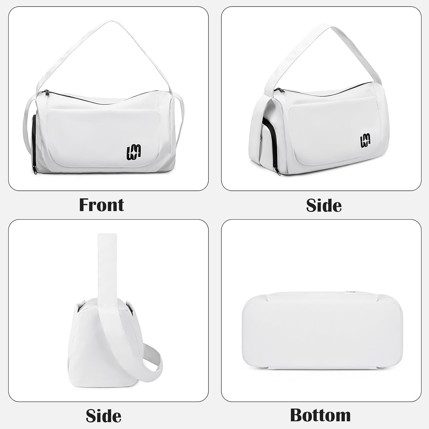 Gym Bag for Women Men, Duffle Bag for Travel with Wet Pocket, Lightweight Carry on Weekender Duffel, Black image number 4