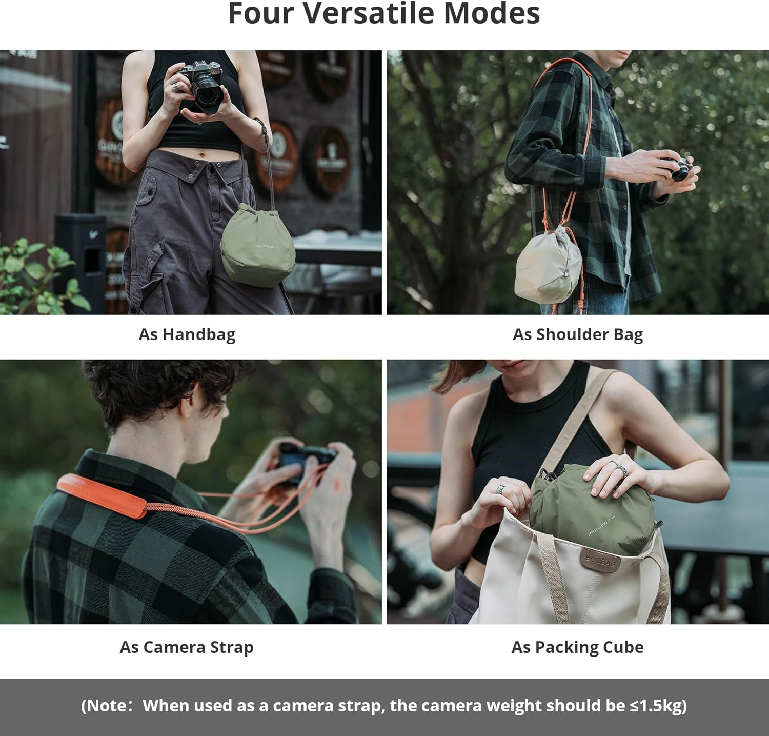 PGYTECH Onego Drawstring Camera Bag Small, Soft Camera Case Pouch Handbag Compatible with Mirrorless Cameras/Nikon/Canon/Sony/Fuji/Gopro Action Cameras image number 3