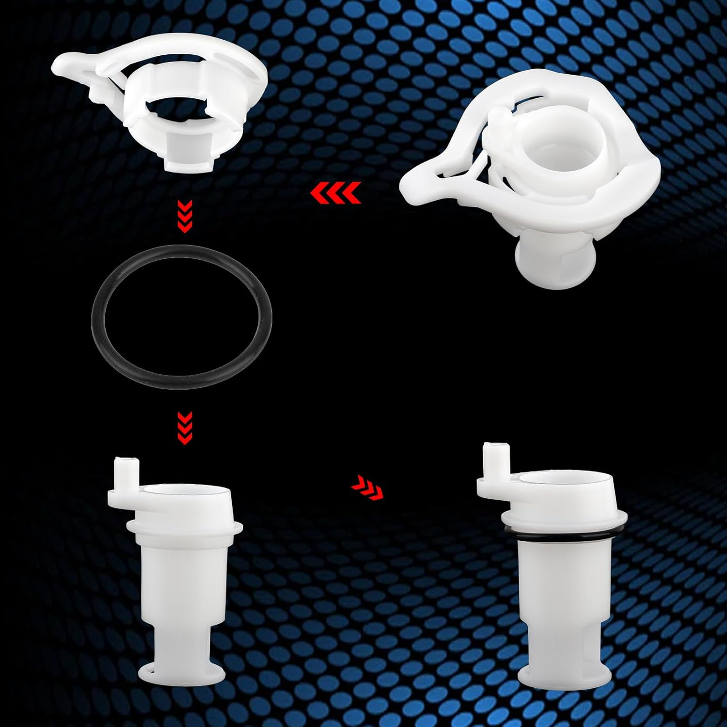 PEUTIER 42049 Water Valve Style II Kit for Thetford, RV Toilet Parts Include Water Valve Core Toilet Seals Spring Retainer Replacement Accessories for Aqua Magic Style II Toilets