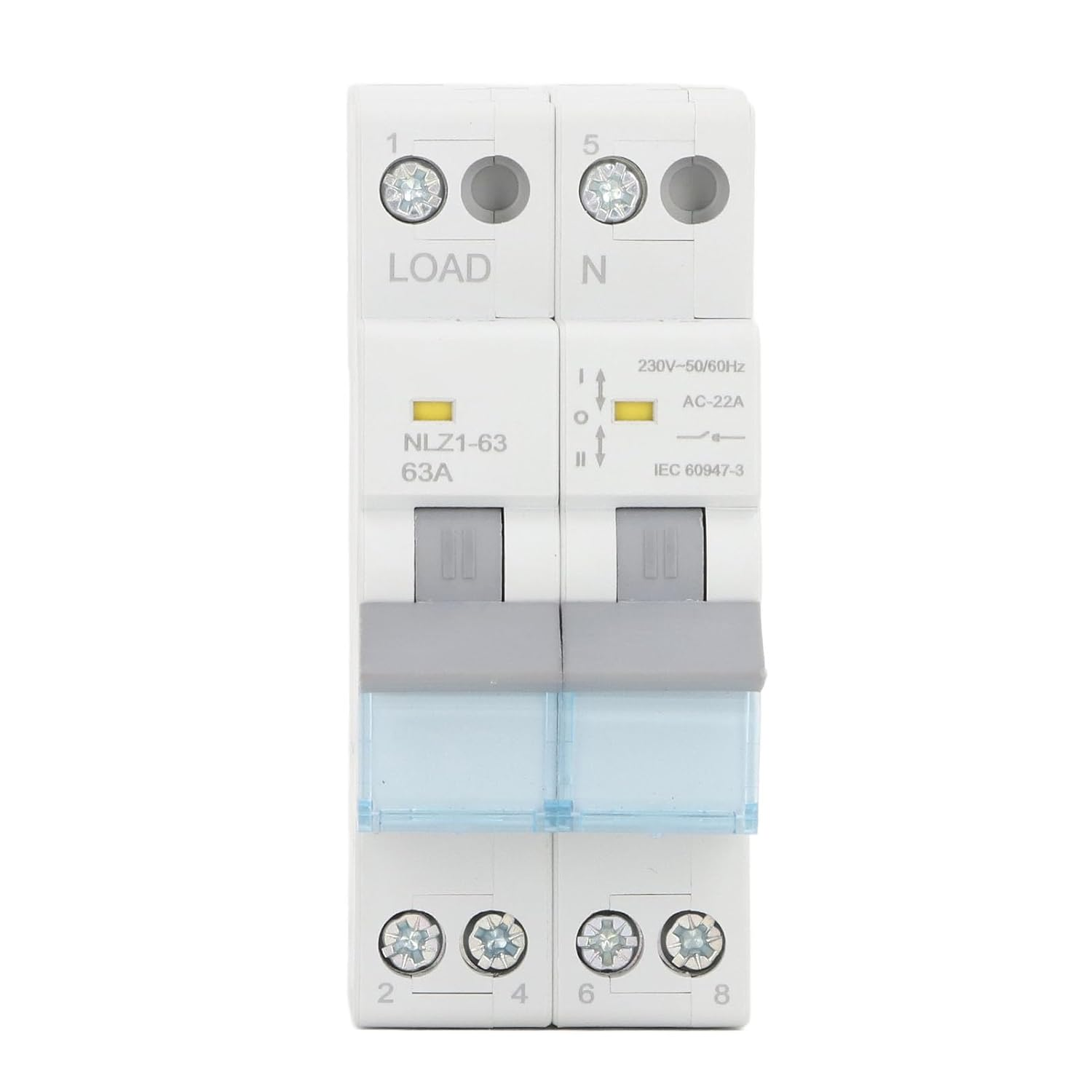 230Vac 63A Dual Power Manual Transfer Switch, DIN Rail Mount Single Side Interlock Circuit Breaker 35Mm Generator Transfer Switch 2P for Recreational Vehicles, Homes, Generators image number 3