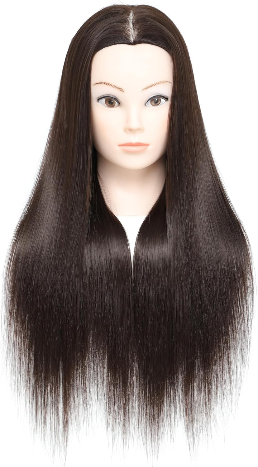 Training Head,26-28 Inch Hairdressing Head 100% Synthetic Fiber Cosmetology Mannequin Head with Free Clamp for Braiding Stying