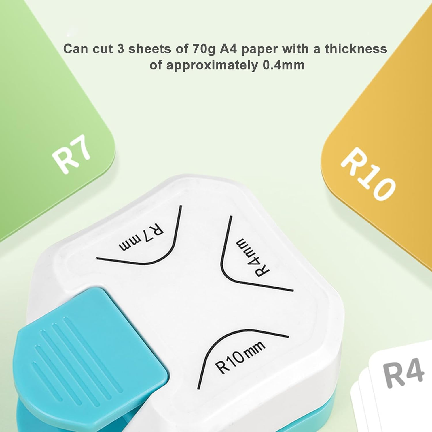 3-In-1 Corner Rounder Punch, R4 R7 R10 Paper Cutter for Craft Paper, 3 Available Angles Circle Cutter for Card, Photo, Film, DIY, Scrapbooking, White